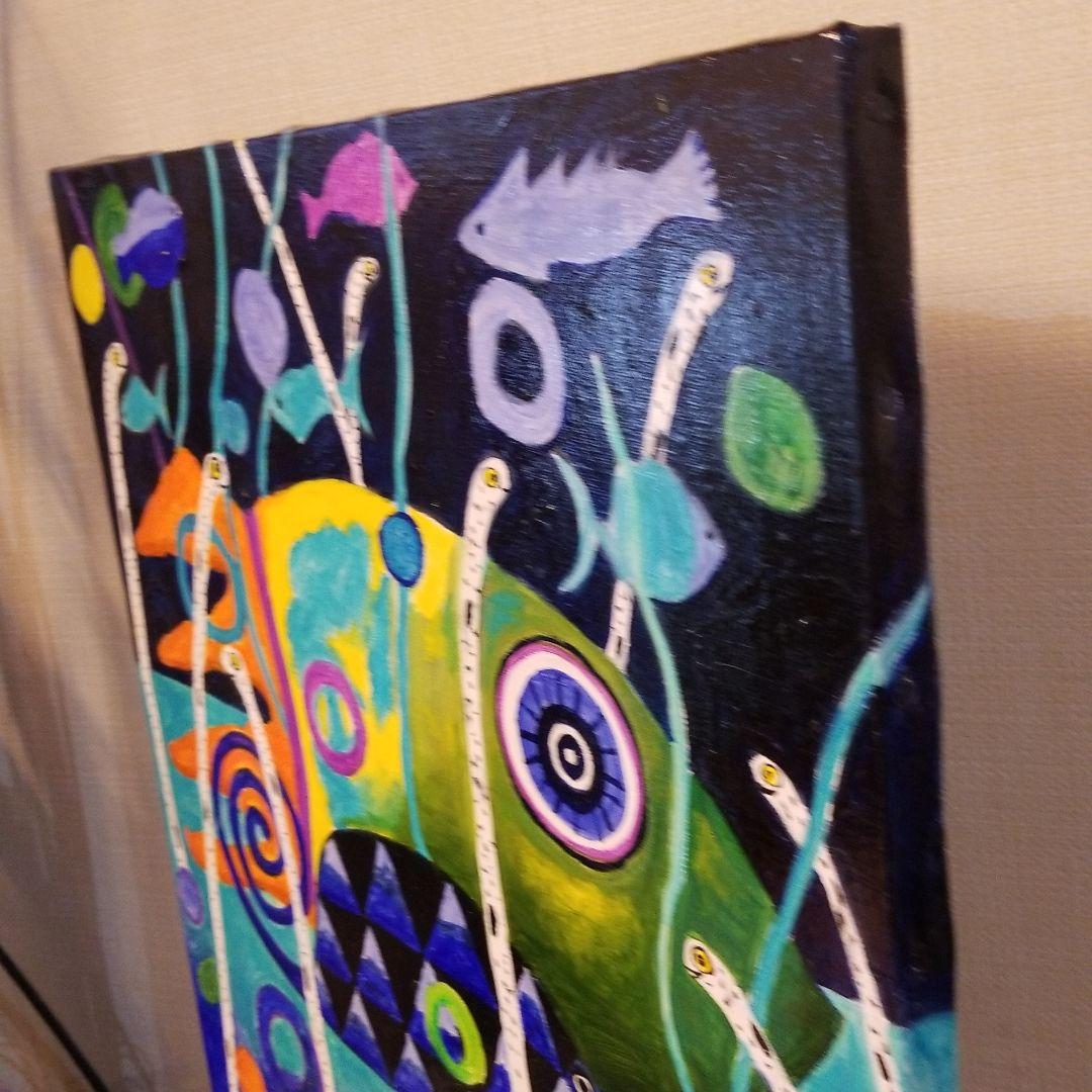 油絵　けい　チンアナゴの間を泳ぐ仲良し魚