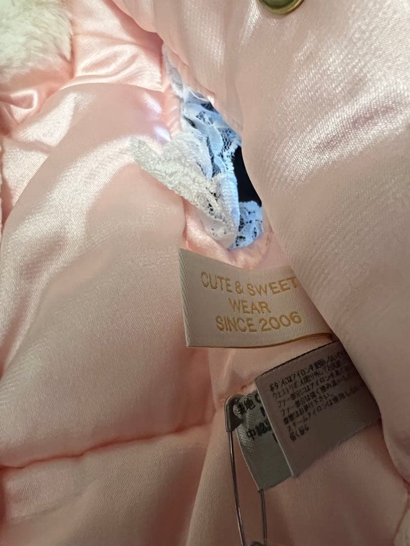 値下新品タグBUL BU-BU ブルブブ ベビーピンク レース ファー XS