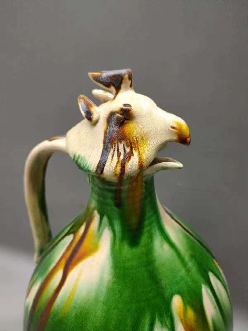 三彩鳳首執壺　陶芸　骨董品　古美術