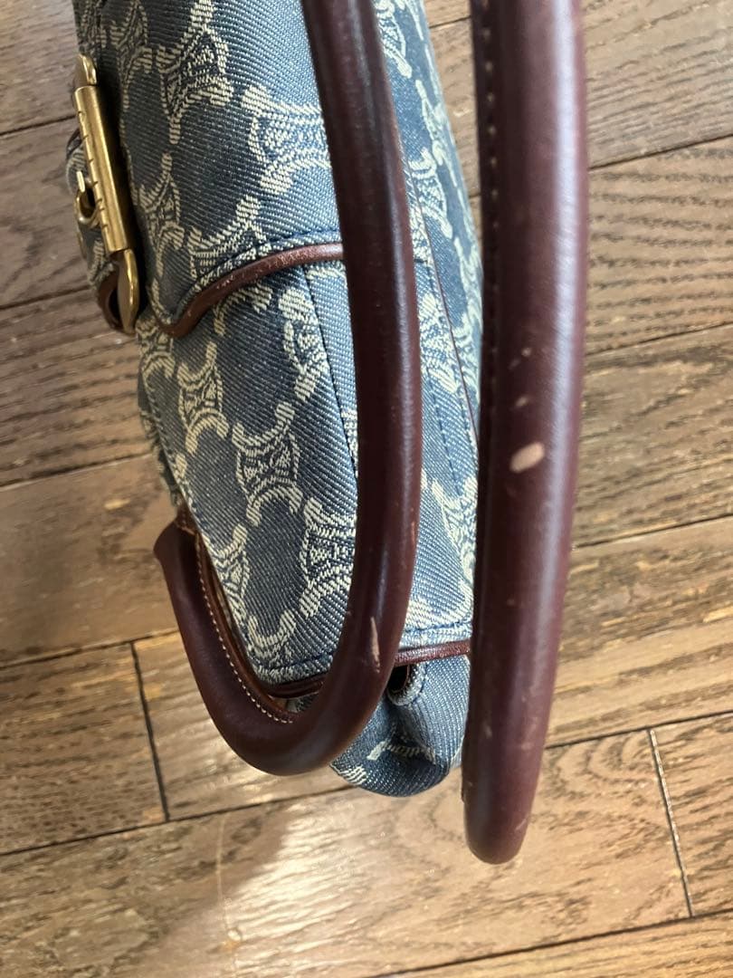 稀少 ヴィンテージ CELINEパリマカダムデニムハンドバッグ キャンバスレザー