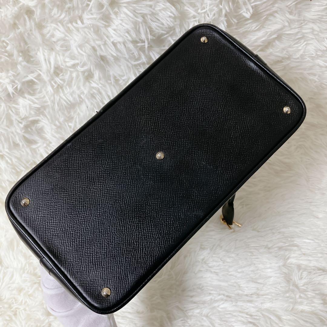 極美品 エットーレ ブガッティ ハンドバッグ ブラック レザー イタリア製