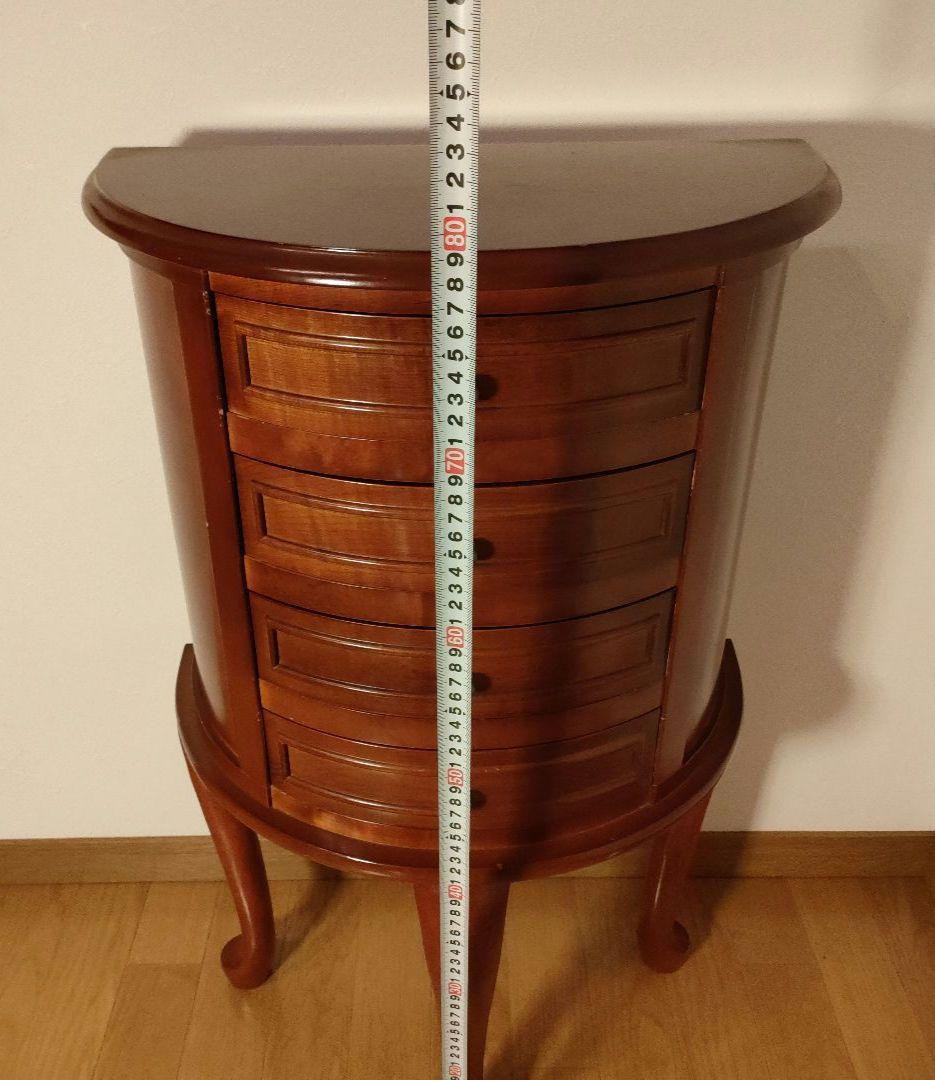 アンティーク調 木製 猫脚 ジュエリーチェスト 4段 半円 猫足 3本足