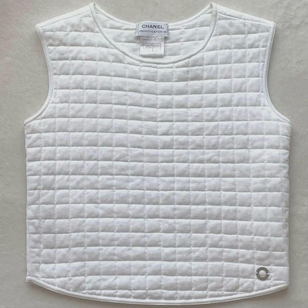 CHANEL シャネルキルティング ロゴ　タンクトップ トップス　白　ホワイト