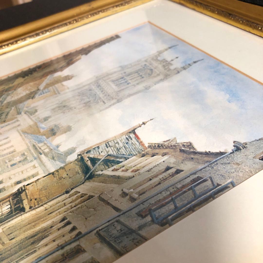 イギリス ダービー ダービシャー 額入り 風景画 イギリス購入 チャーチ