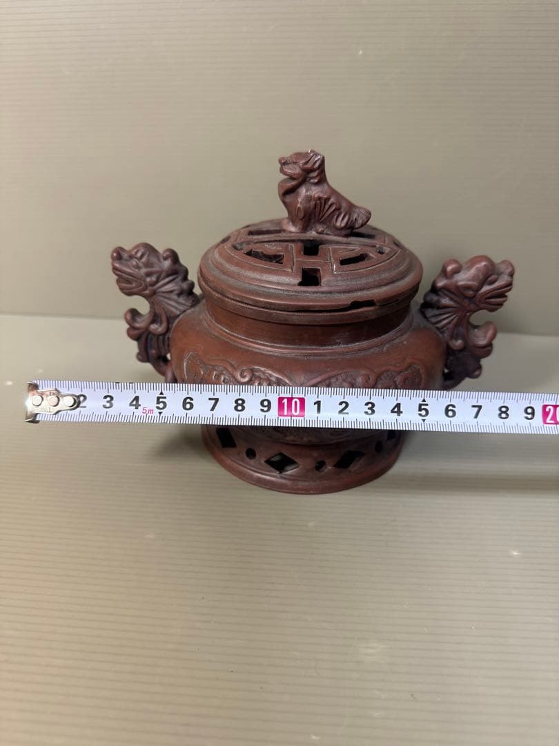 2276 中国骨董　大清乾隆年製銘　獅子　香炉　時代物