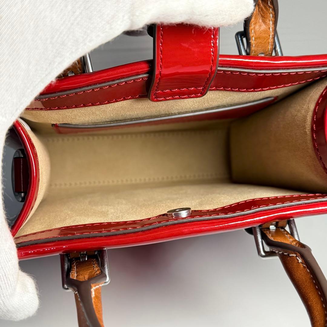 極美品 トリーバーチ レザー ミニトート バッグ 2way レッド系