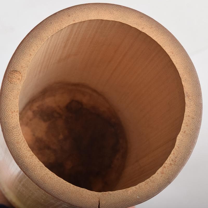 茶道具　竹花入　花筒　銘「萬歳」　在銘　極め箱　C　8328