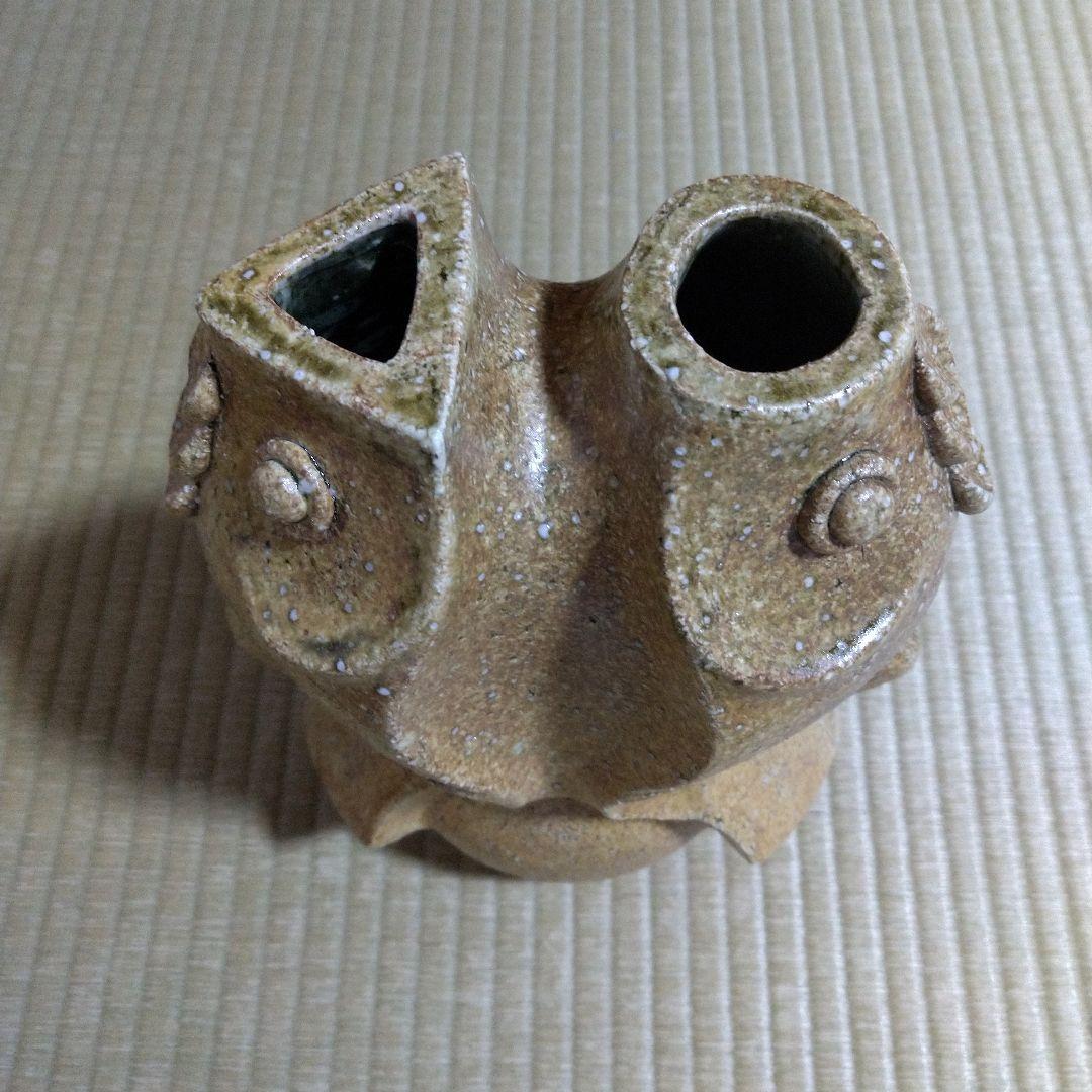 河井創太　灰釉双魚扁壷　桐共箱　黄布・栞付き