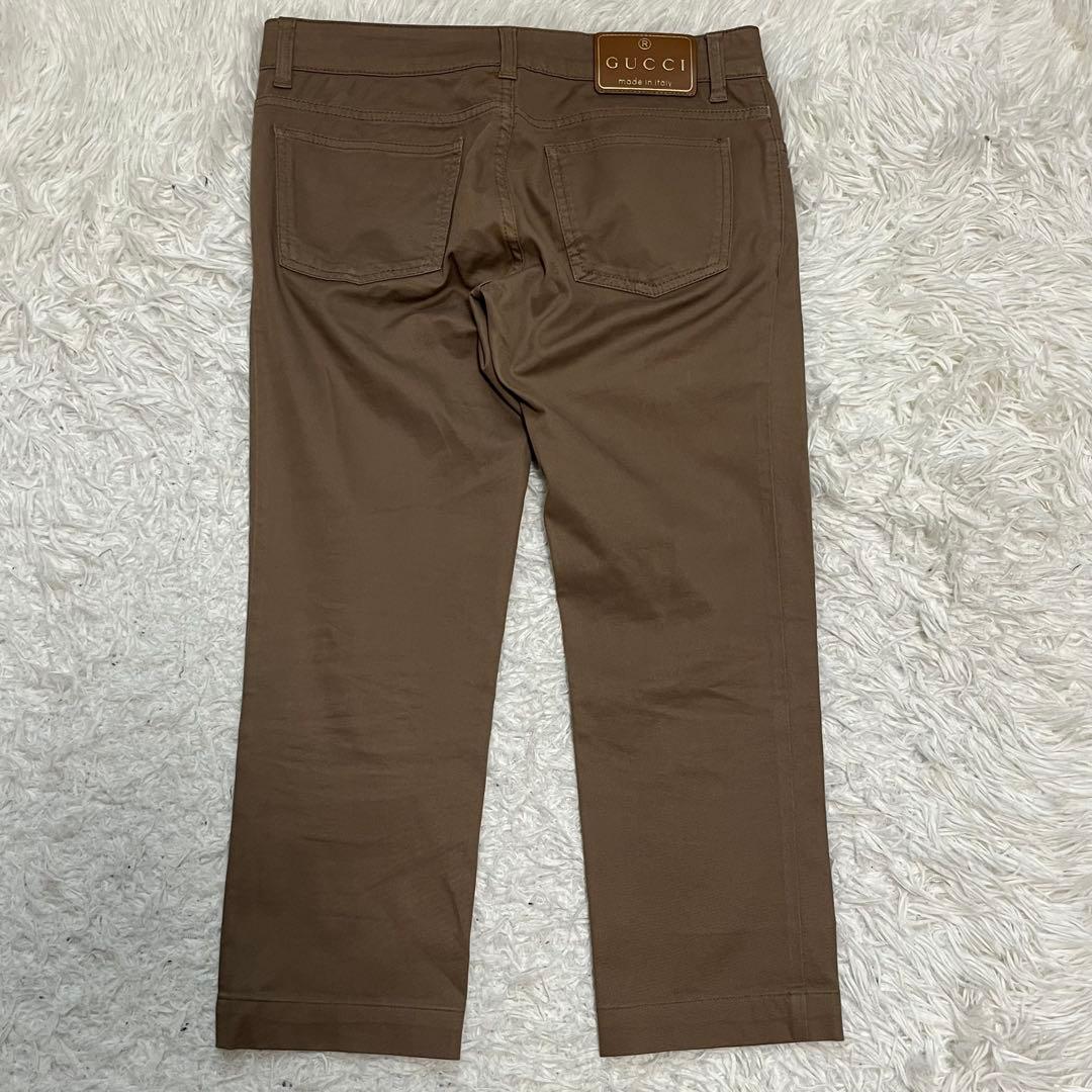 希少美品　GUCCI チノパン　ホースビット　レザーパッチ　金ボタン　ベージュ