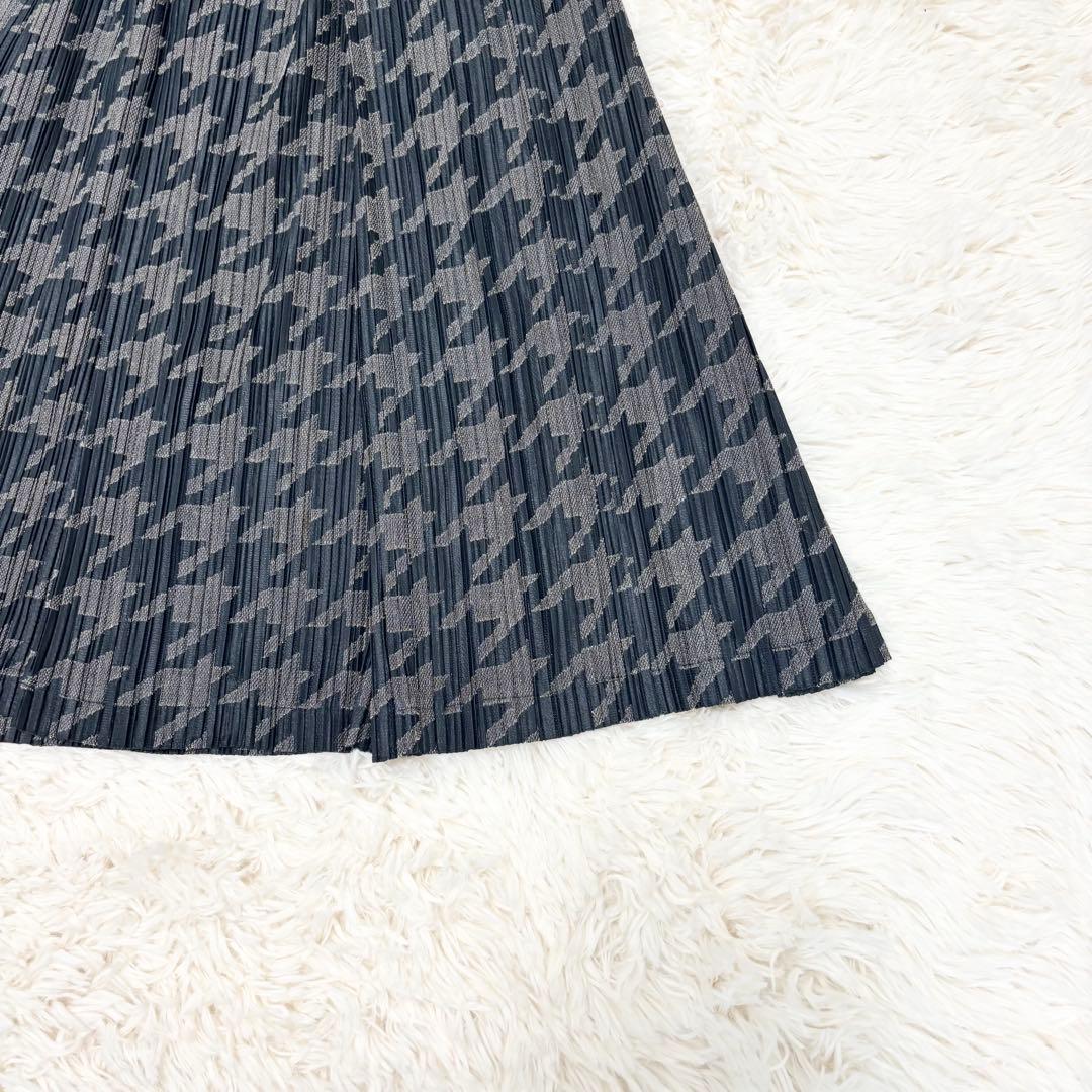 美品 プリーツプリーズ 千鳥格子 プリーツスカート グレー サイズ3