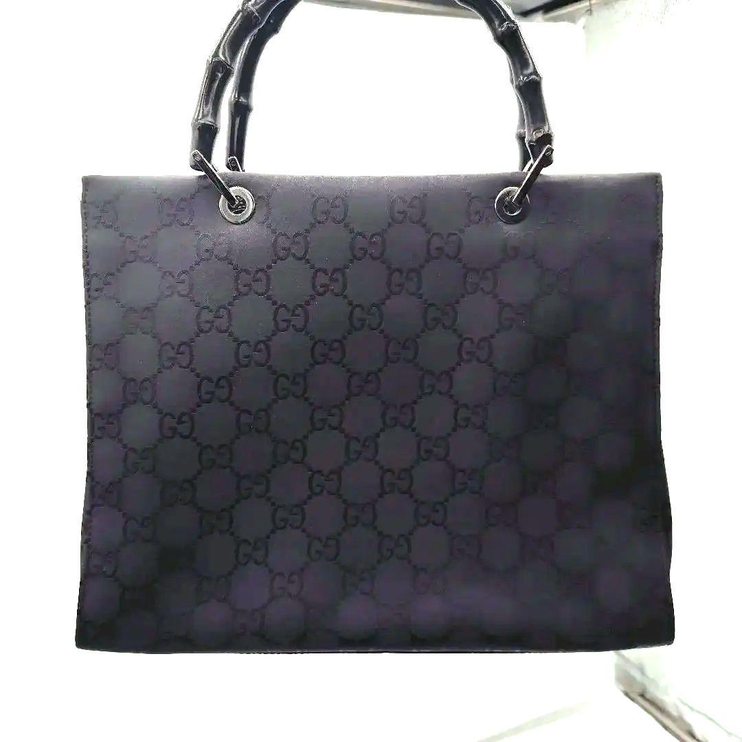 Gucci 　グッチ　GGパターン　バンブー 　ハンドバッグ 黒