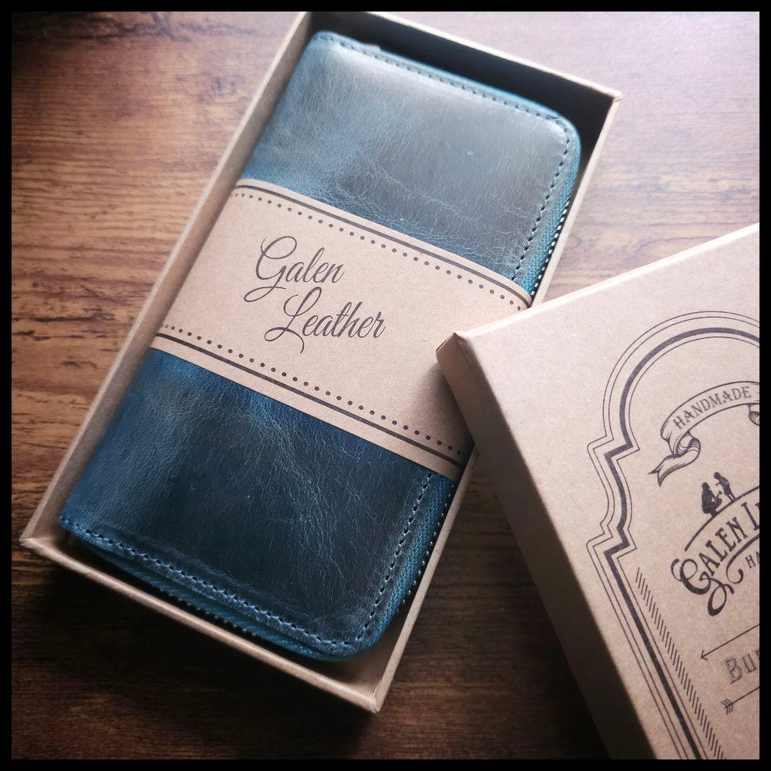 【セール】ガレンレザークレイジーホースオーシャンブルー3本差し+カードスロット