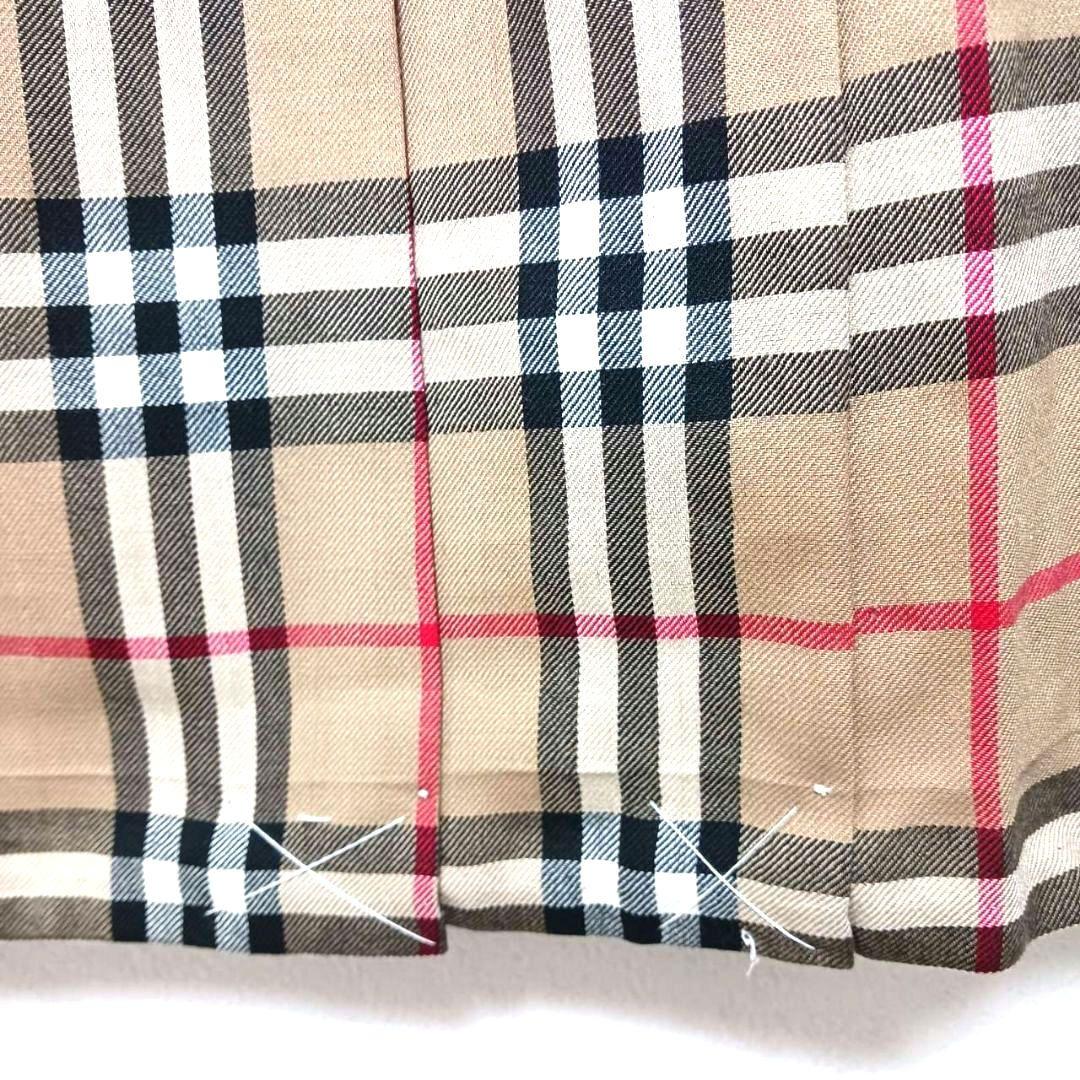 バーバリー ノバチェック スカート ベージュ ひざ下丈 プリーツ13BR難あり