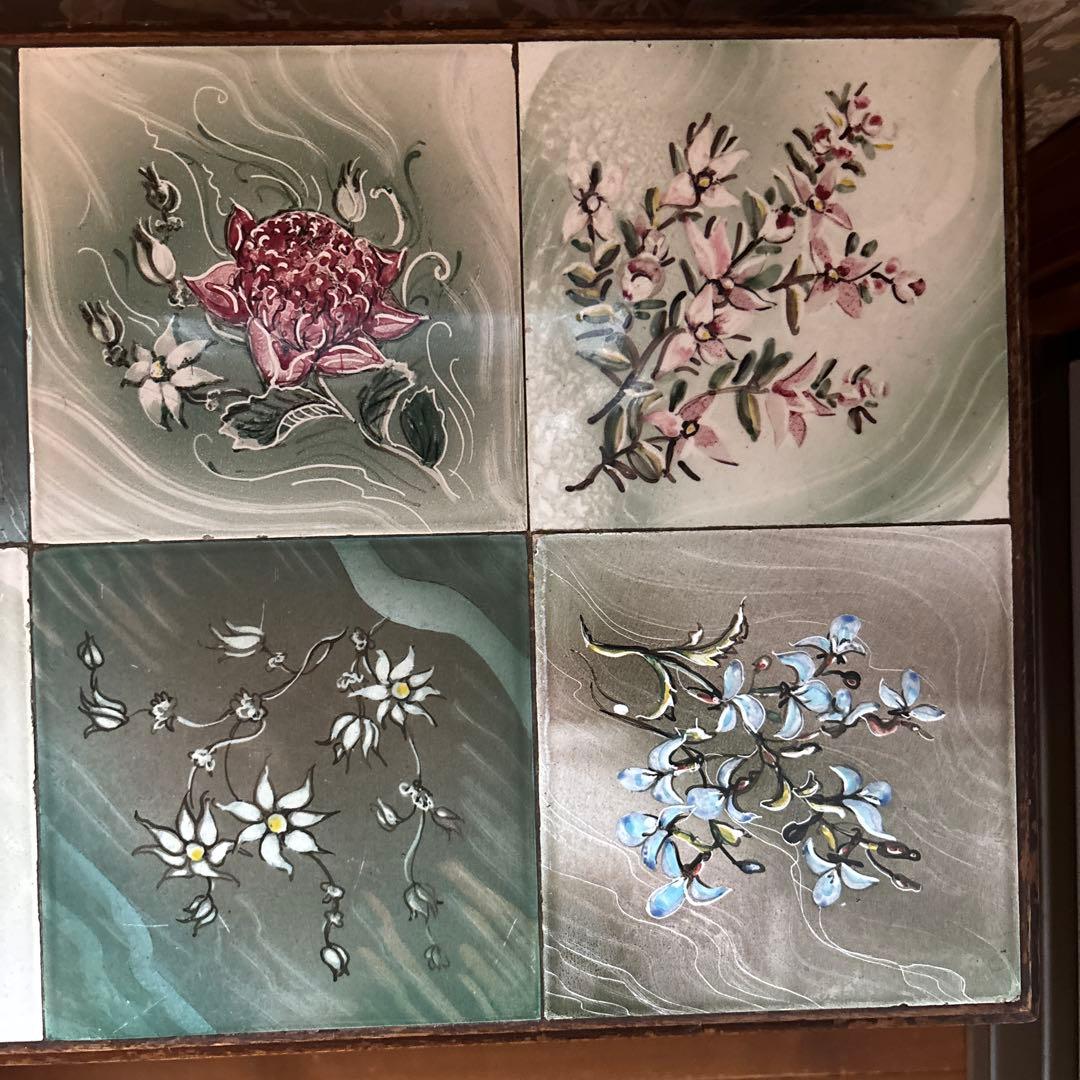 アンティーク　タイルトップ　ミニテーブル