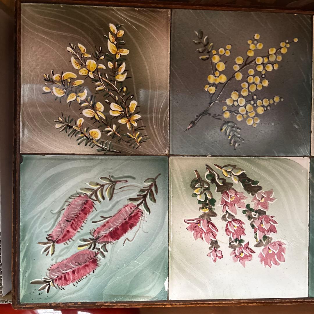 アンティーク　タイルトップ　ミニテーブル