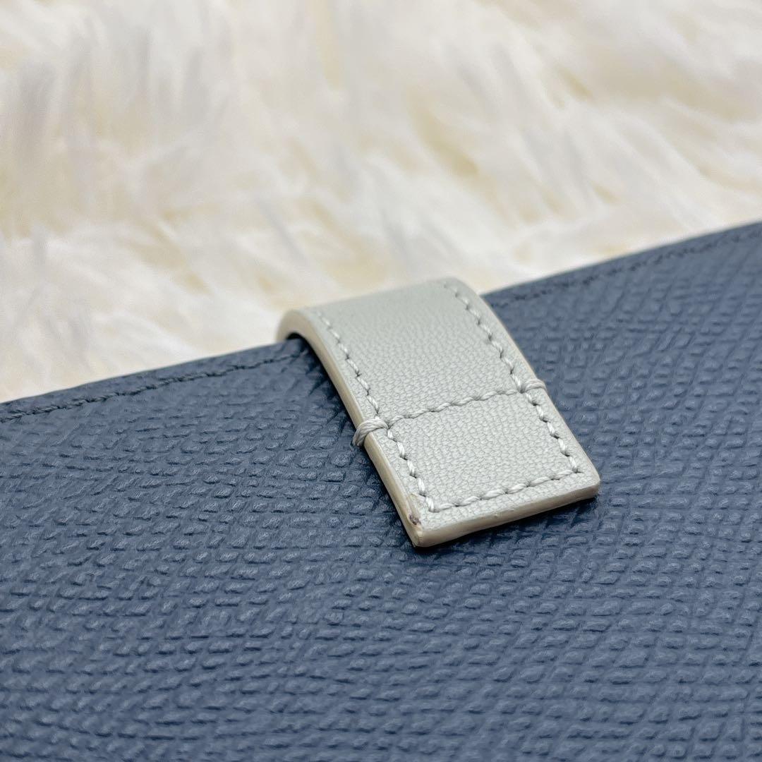 極美品✨️CELINE 二つ折り財布 ネイビー スモールストラップウォレット