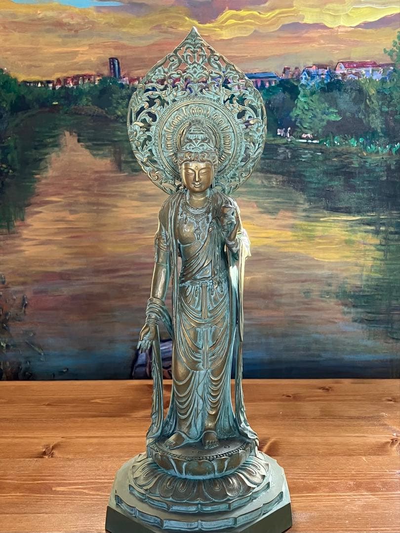 大仏師 松久宗琳(マツヒサ ソウリン)作 瑠璃観音　ブロンズ製 共箱