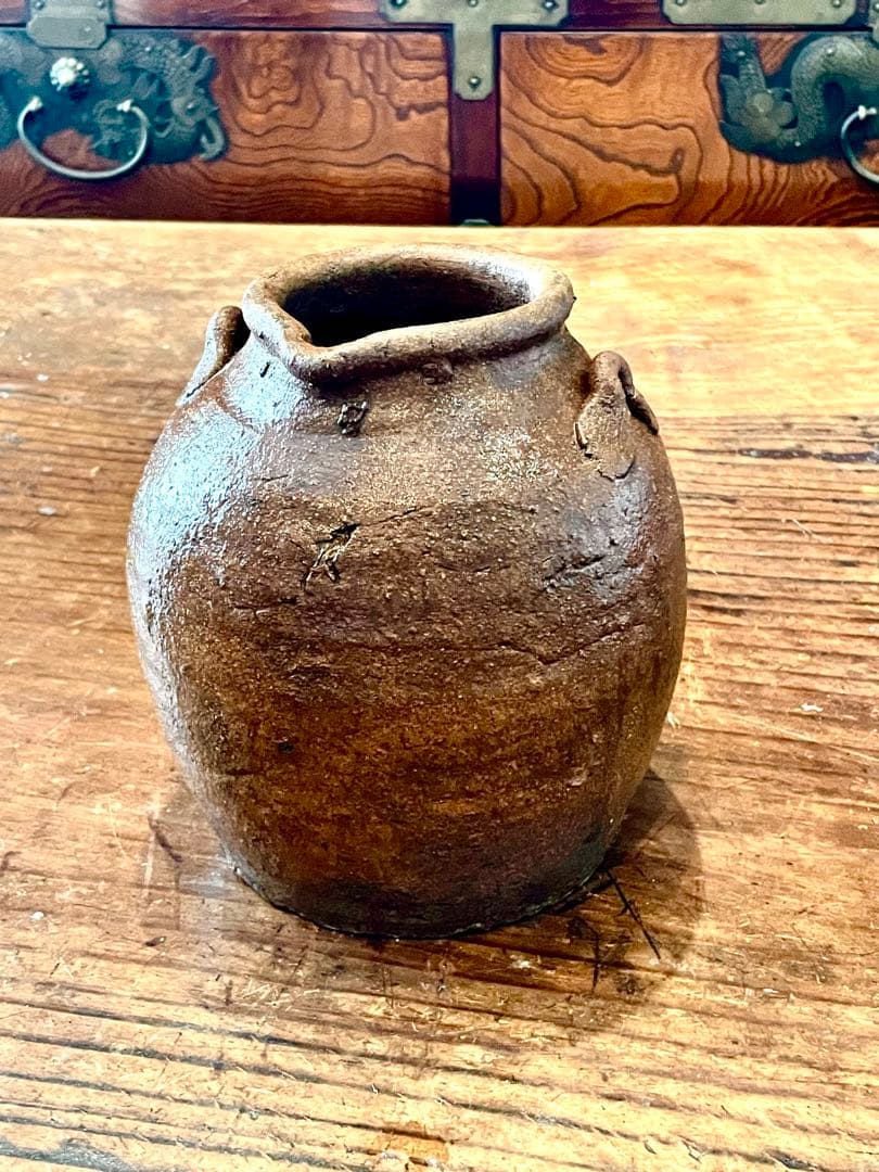 【青海】越前お歯黒壷 六古窯の一つ　室町時代から、江戸時代