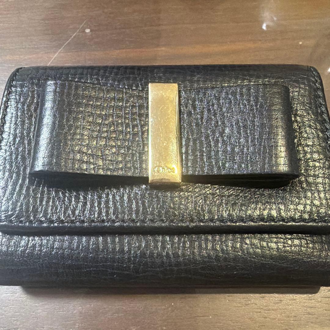 Chloé ブラックレザー 三つ折り財布