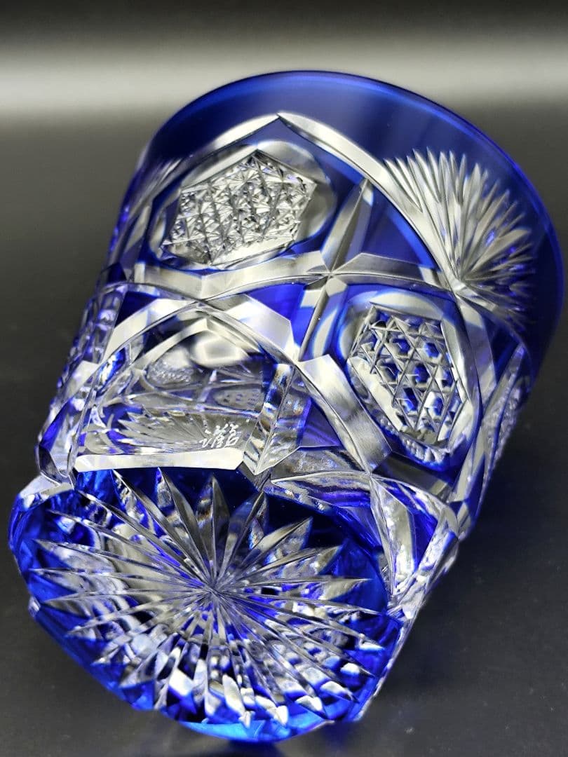 未使用☆江戸切子 瀧澤利夫 ペアロックグラス（切子、江戸切子、薩摩切子）