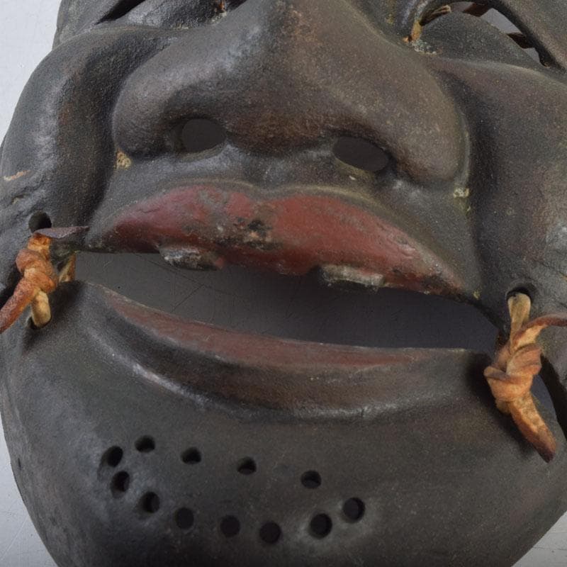 能面　能楽　雅楽　宗三郎作　銅製　翁　お面　共箱　N　9017