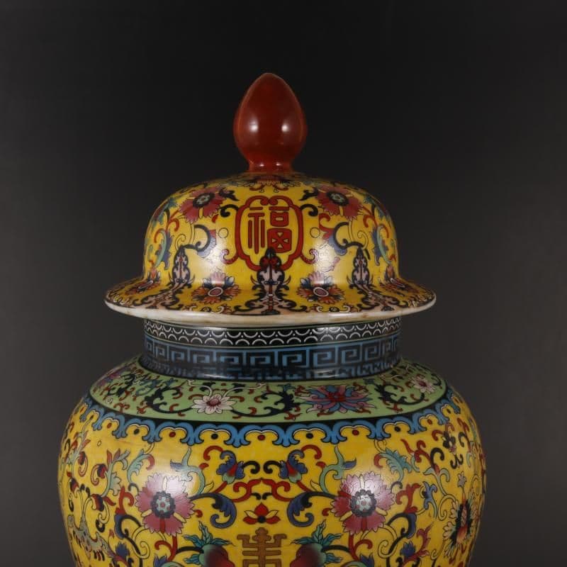 清乾隆琺瑯彩纏枝福寿紋将軍壺 景徳鎮 陶磁器 装飾品 現代工芸品 美術品置物