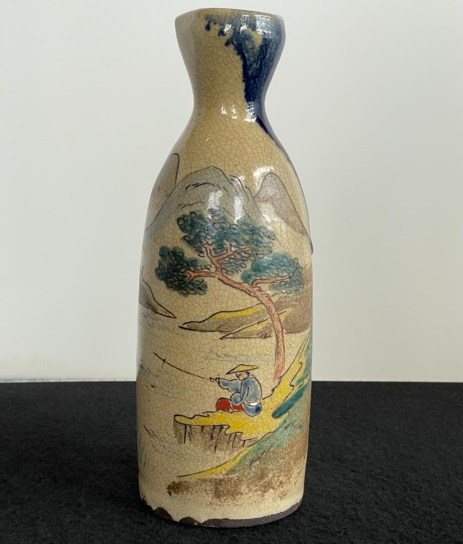 青木木米 京焼 徳利 酒器 花入 山水図 時代物 古陶磁 旧家蔵出 江戸期