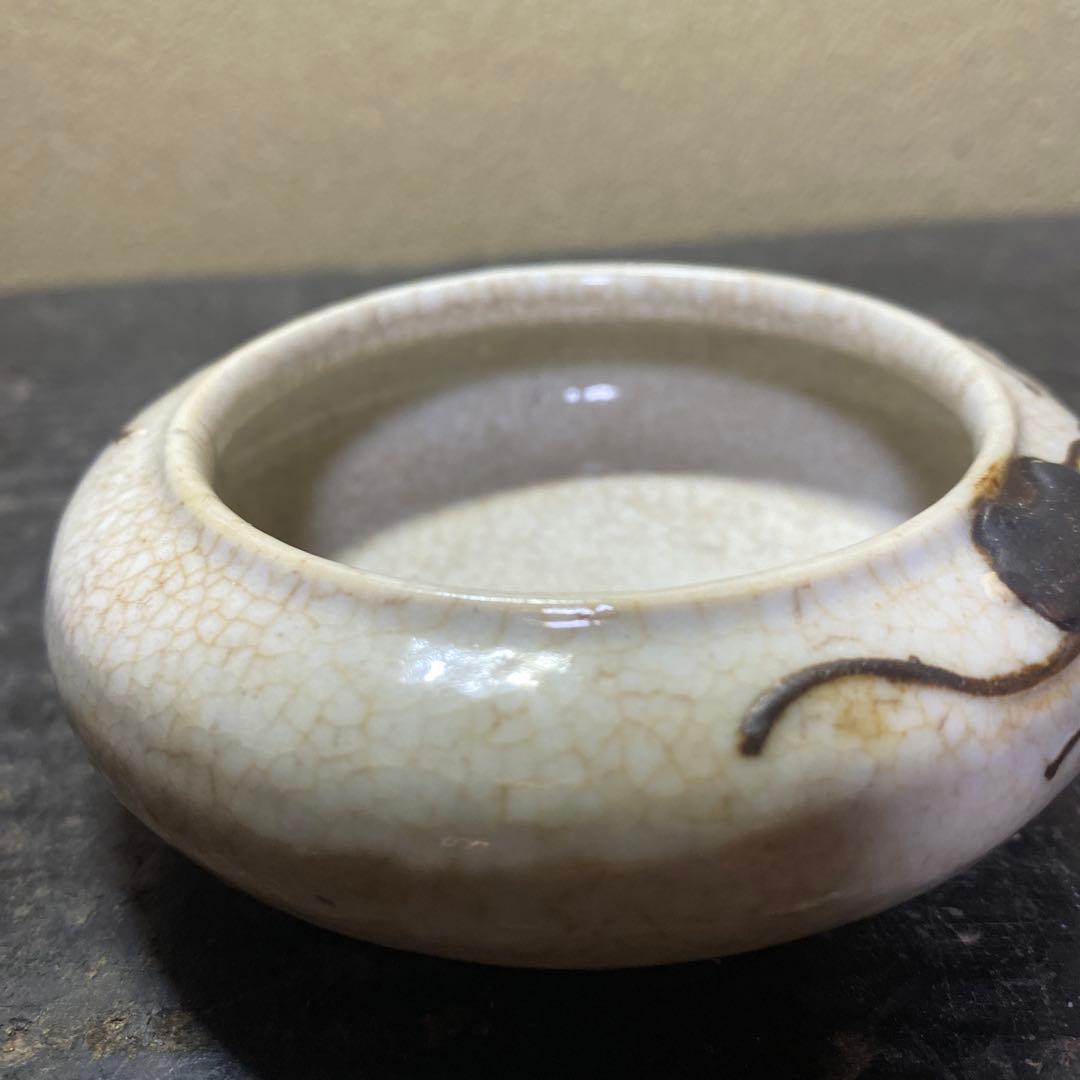 専用　中国美術　古玩　草花文白磁水滴（桐箱付）