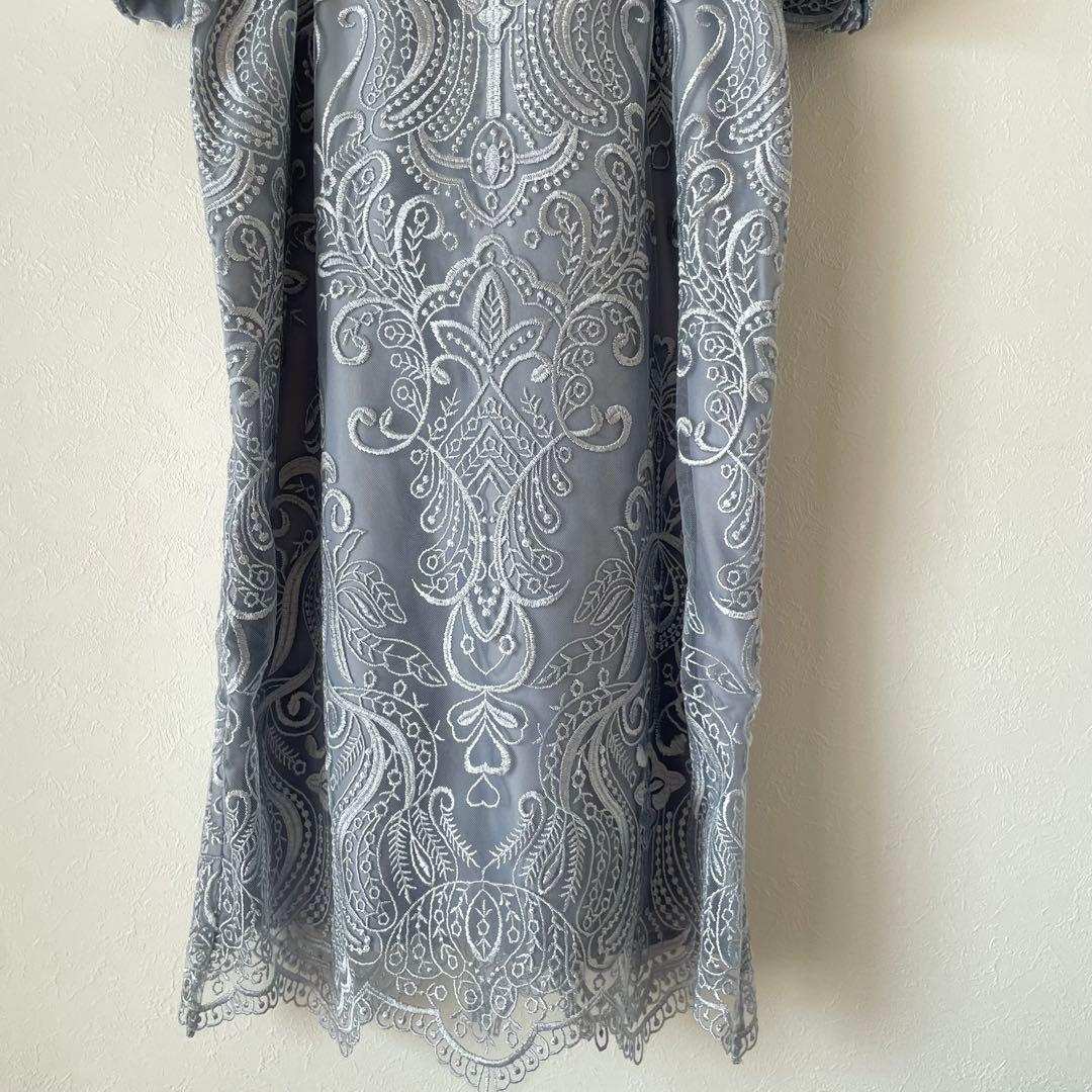 エンブロイダリーコクーンドレス ／ ブルー