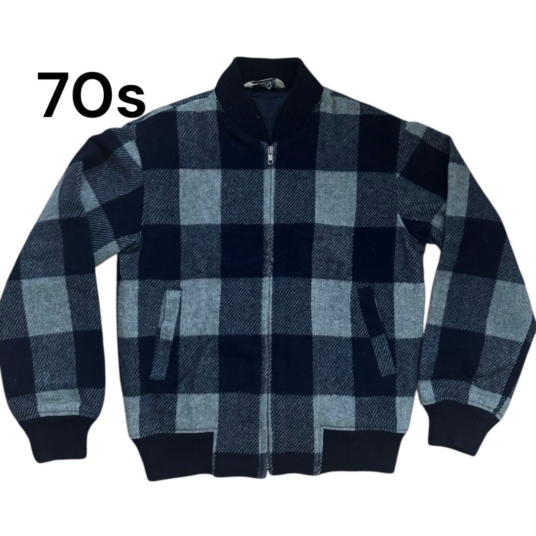 70s CASUAL ウールブルゾン ギャバジャケット ヴィンテージ Y2K