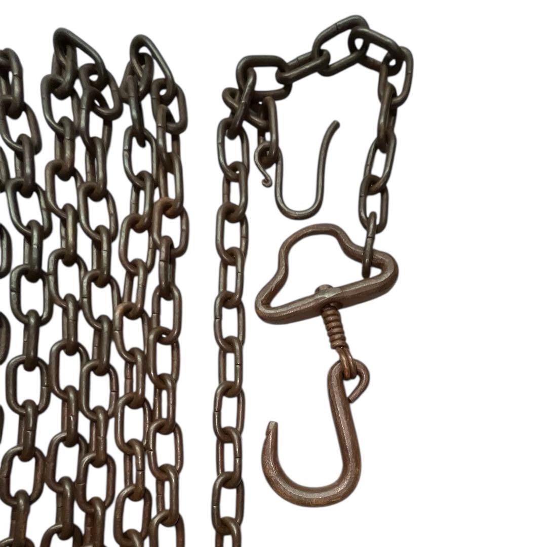 茶道具 釣釜道具一式 山本閑浄作 共箱・栞付 鎖約240cm