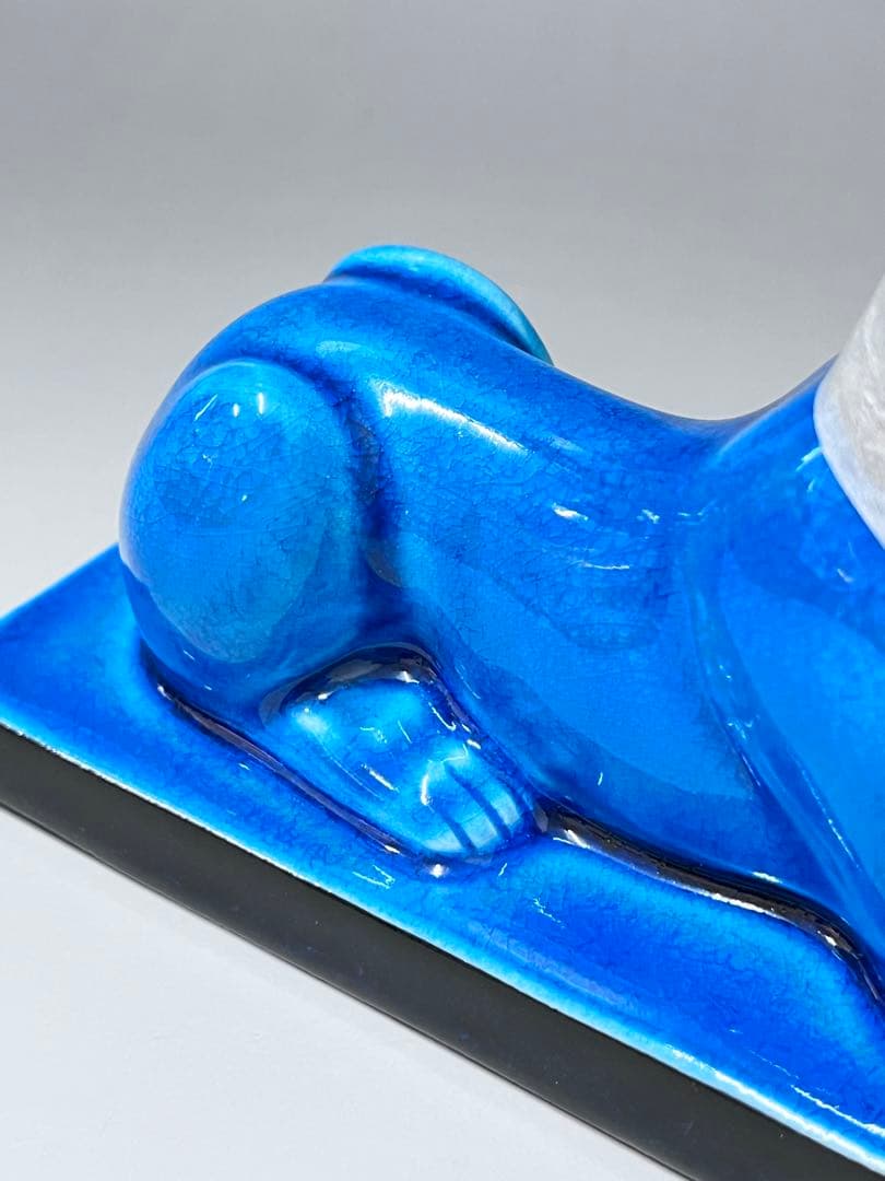 E329美濃焼　幸兵衛窯　青釉オーナメント　アヌビス　エジプト犬の神　アンク