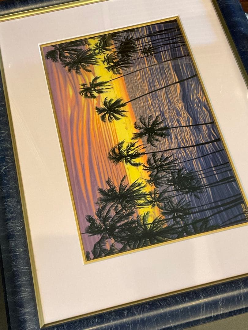 絵画　デイビッド・ガエーゴス　ヒロベイガーデン　シルクスクリーン　海