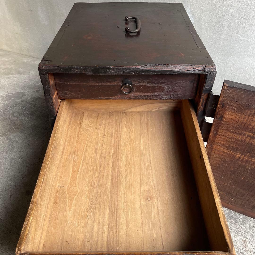 骨董 時代箪笥　船箪笥　銭箱　帳場箪笥　欅製　江戸期　古家具　古道具