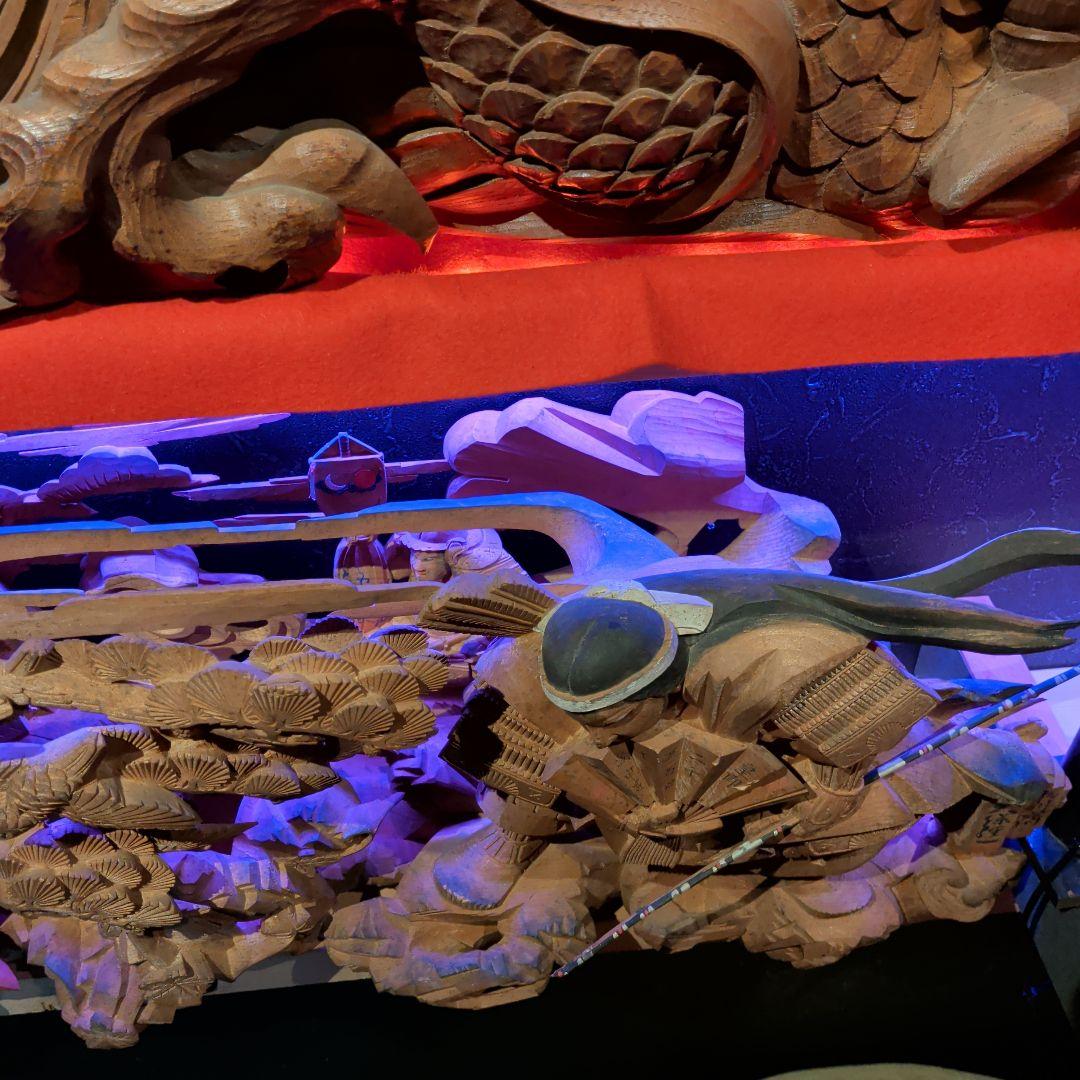 超絶技巧　淡路彫り　だんじり　山車　木彫　彫刻　欄間　馬　彫刻　家具　現状品