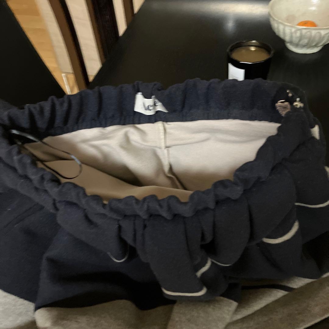 美品✨【Acne】フレアスカート ネイビー グレー ストライプ