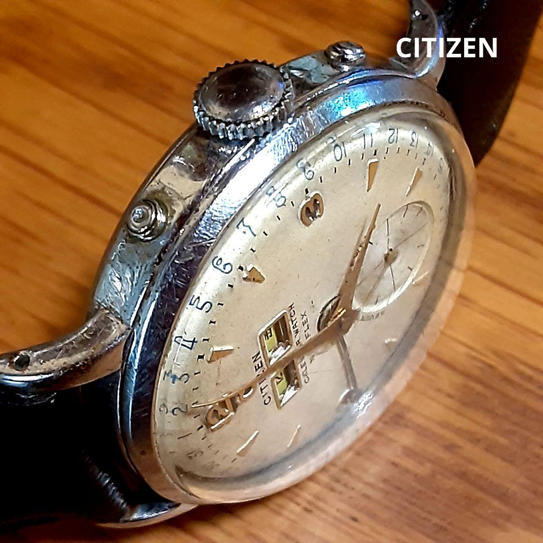シチズン　国産初トリプルカレンダー 1950年代　手巻きメンズ腕時計　稼働品