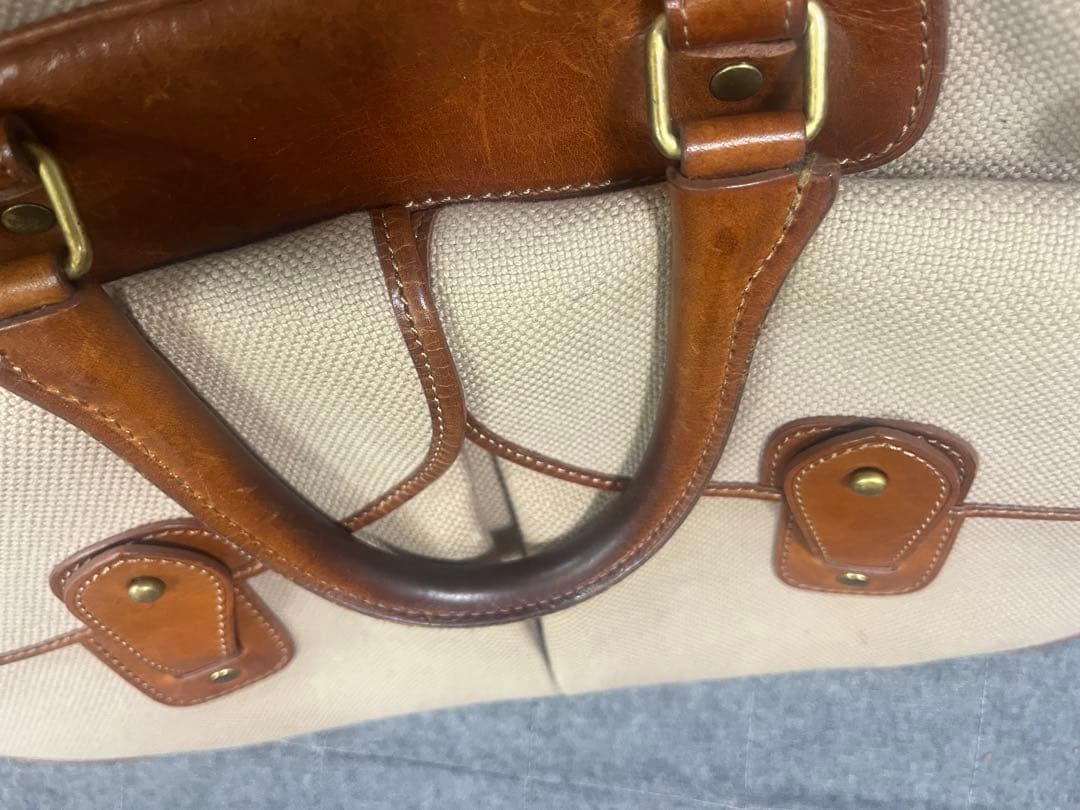 万双 ブリーフケース キャンバス×レザー 2室 廃盤 希少 ビジネスバッグ