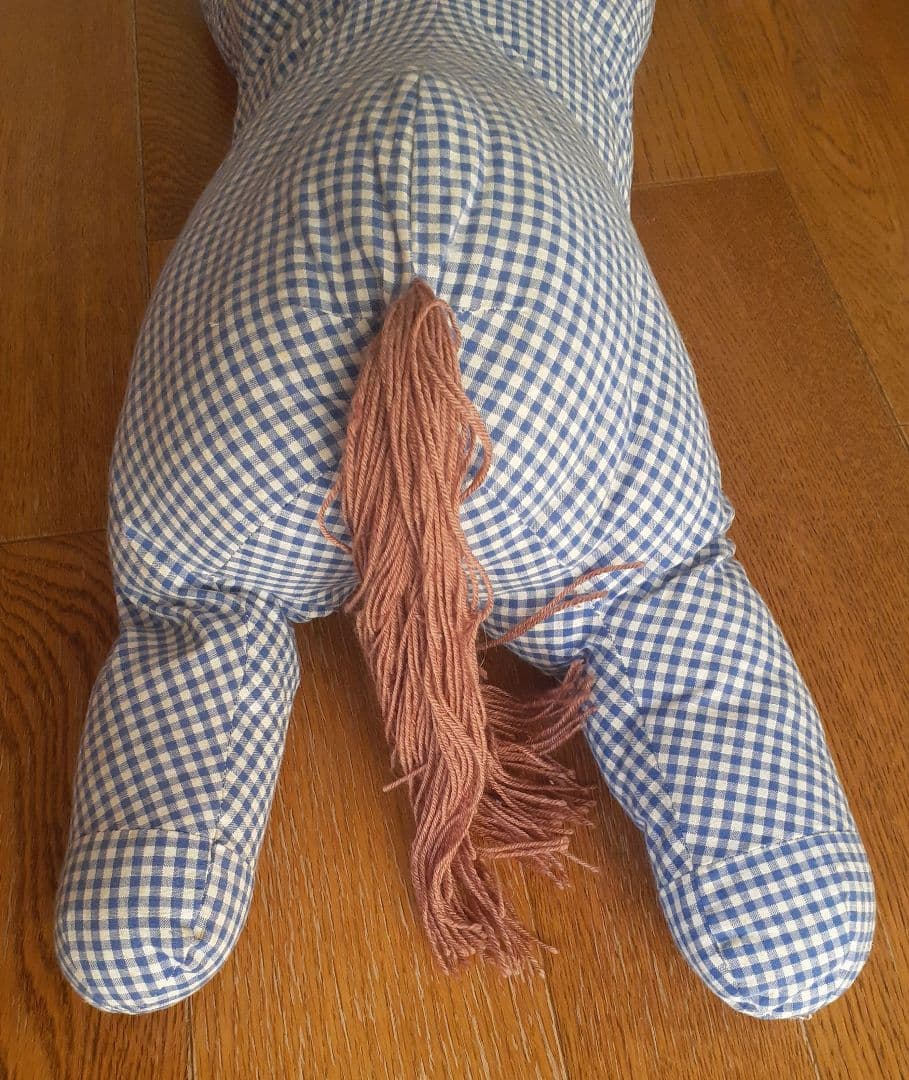【激レア】マザーグースの森 馬 ぬいぐるみ 抱きぐるみ ブルー チェック柄