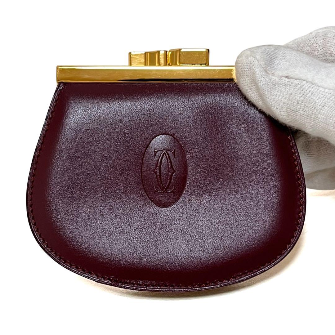 Cartier カルティエ ケース がま口 マストライン レザー ボルドー
