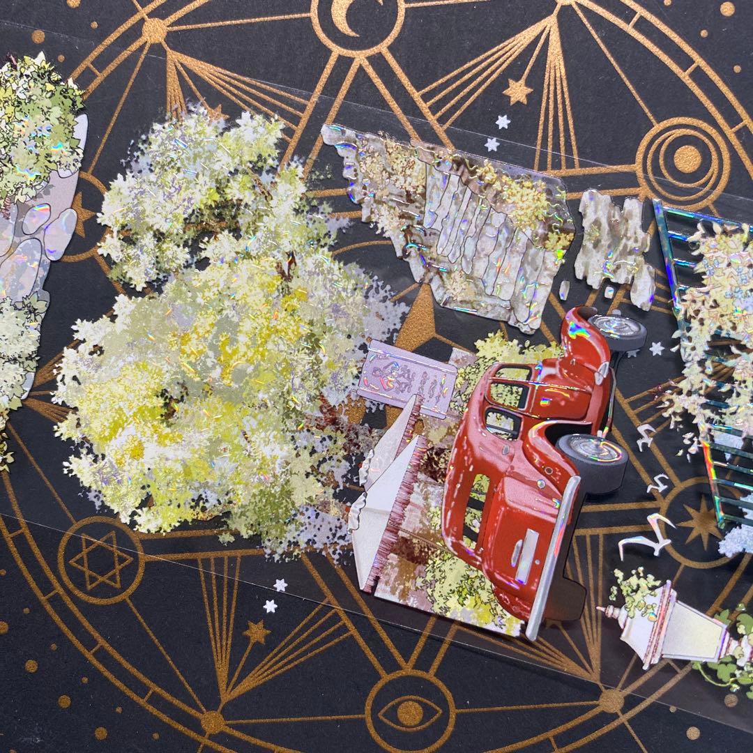 【9333】海外　マステ　中古巻　貝殻光マスキングテープ　装飾背景系　街景色