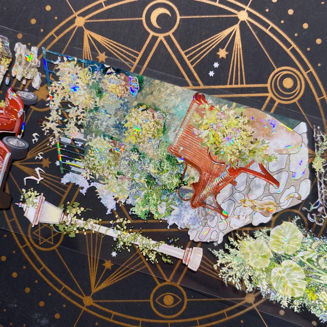 【9333】海外　マステ　中古巻　貝殻光マスキングテープ　装飾背景系　街景色