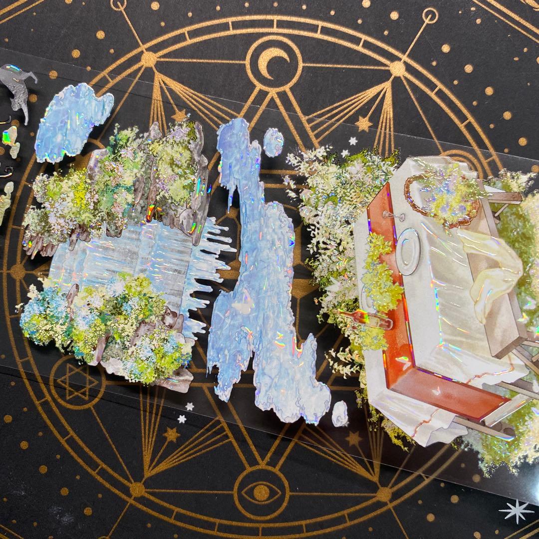 【9333】海外　マステ　中古巻　貝殻光マスキングテープ　装飾背景系　街景色