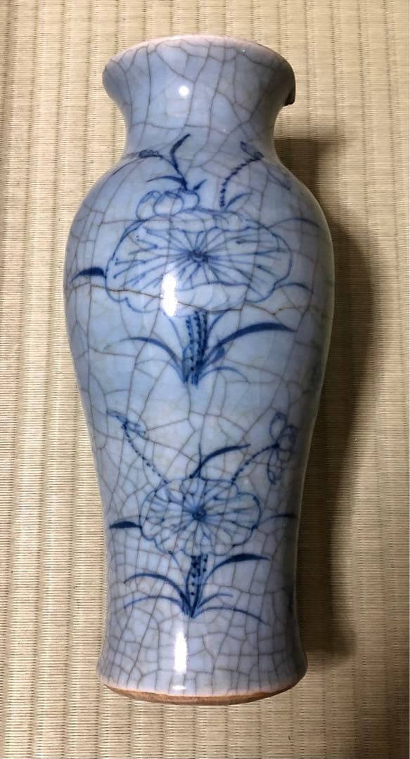中国　骨董　清時代　仿哥窑 哥窯　青花　染め付け　花瓶