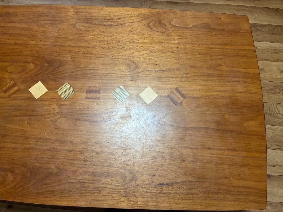 木製 長方形テーブルこたつ 装飾インレイ