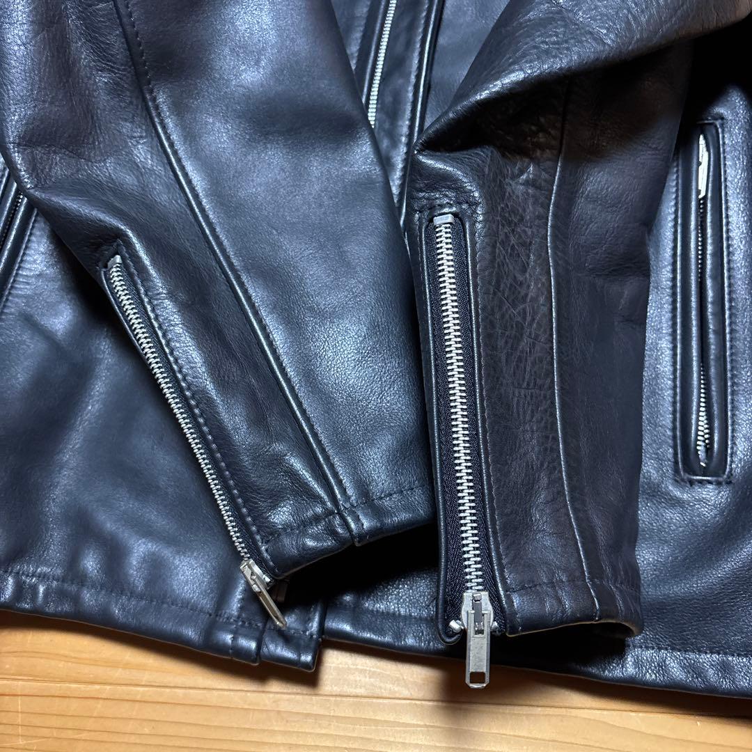 Supreme ブラックレザー シングルライダースジャケット M