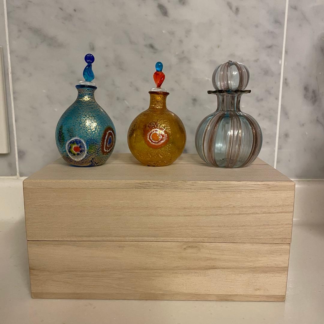 ☆未使用•アンティーク☆ベネチアンガラス•パヒュームボトル3点/イタリア製☆