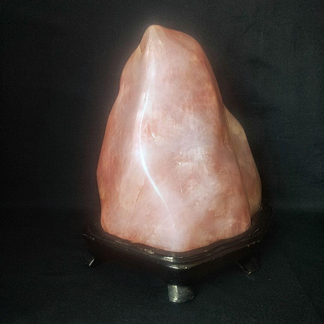 【美石 12.6kg】ローズクォーツ ピンク水晶 鑑賞石 天然石 台座付き
