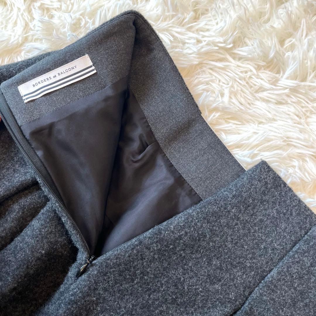 ボーダーズアットバルコニー メルトンスカート 36 ウール ボーダー