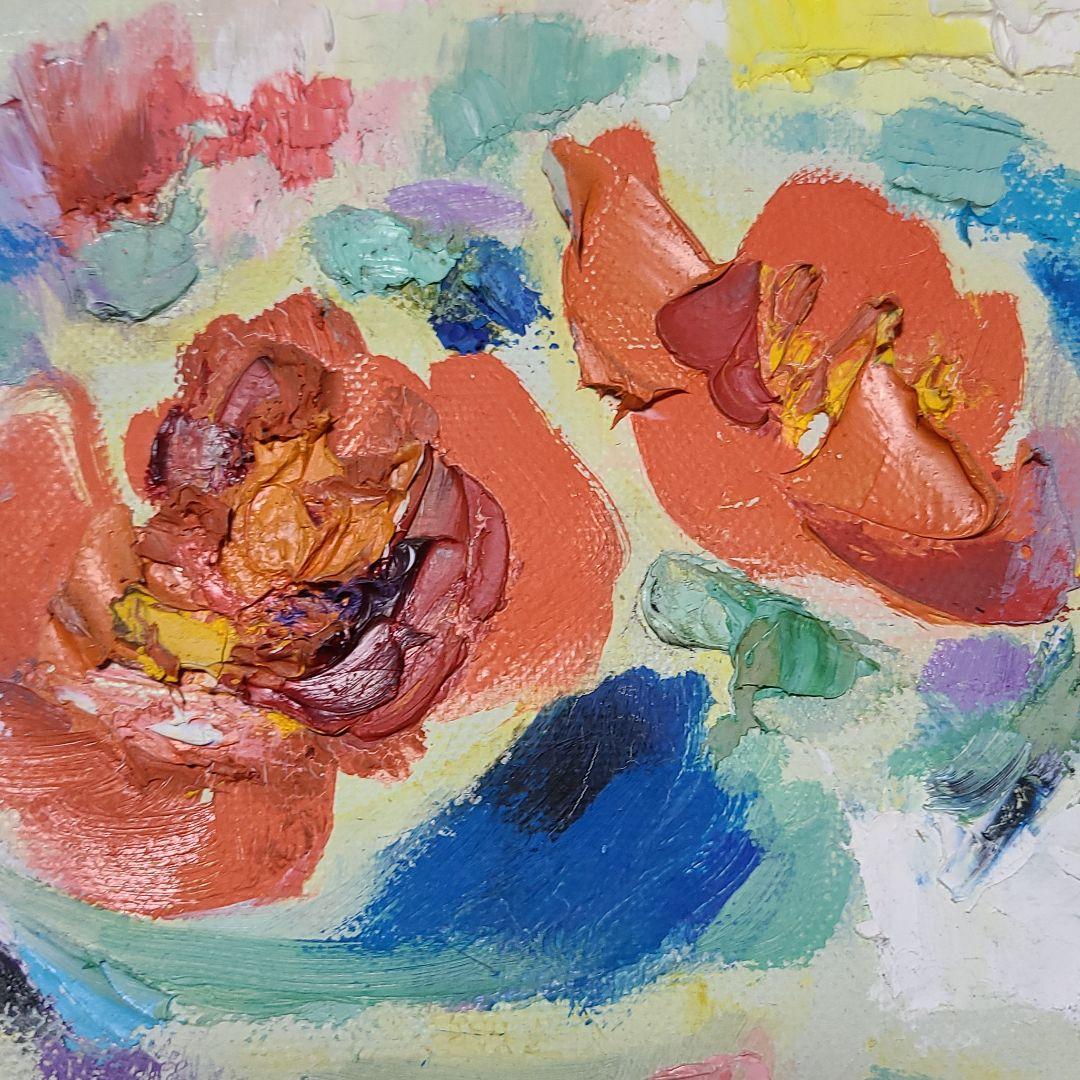 油絵　島田由紀子　花　1965年
